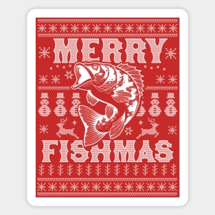 Merry Fishmas Funny Xmas Fishing - Ugly Christmas Sweater Magnet